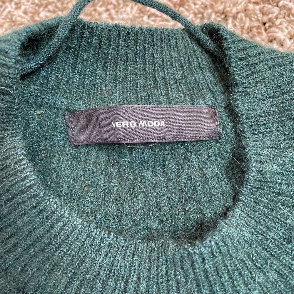 Vero Moda Dark Green Sweater O Neck Blouse Fits Large Alpaca Wool Blend Pullover - Picture 4 of 13